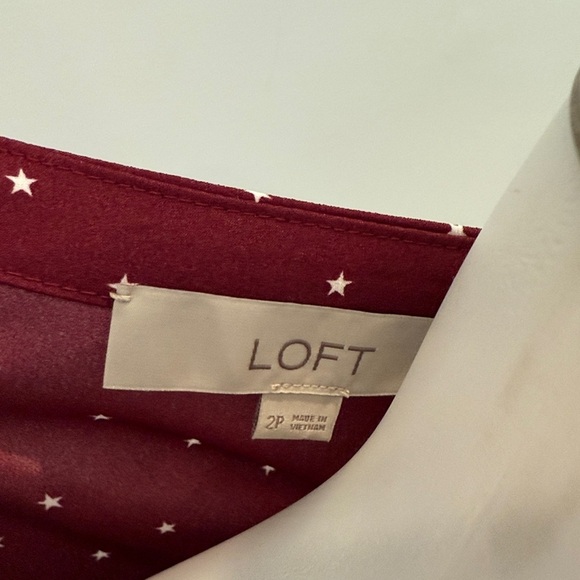 LOFT 2P Burgundy Lightweight Long Sleeve Wrap Dress - Picture 5 of 9